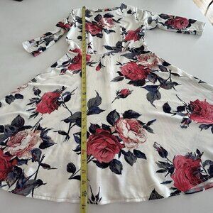 VTG Numoco Floral Fit & Flare Dress XL White Multicolor Office Wedding Date Nigh